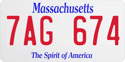 MA license plate 7AG674