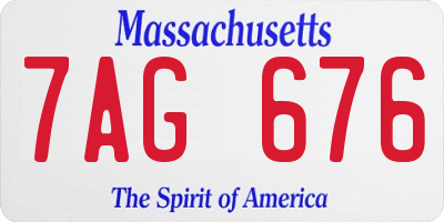 MA license plate 7AG676