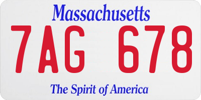MA license plate 7AG678