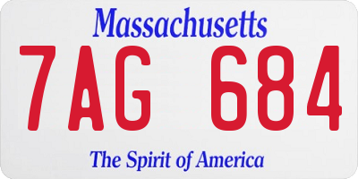 MA license plate 7AG684