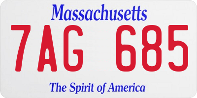MA license plate 7AG685