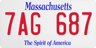 MA license plate 7AG687