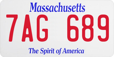 MA license plate 7AG689
