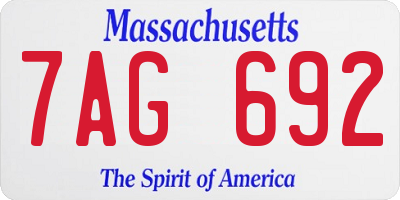 MA license plate 7AG692
