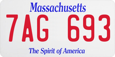MA license plate 7AG693
