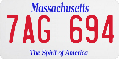 MA license plate 7AG694