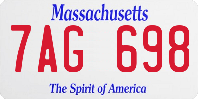 MA license plate 7AG698