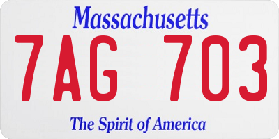 MA license plate 7AG703