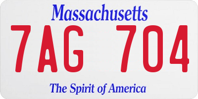 MA license plate 7AG704