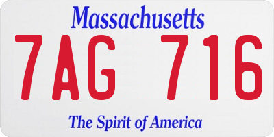 MA license plate 7AG716