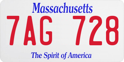 MA license plate 7AG728