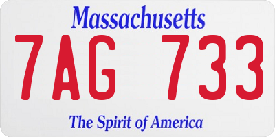 MA license plate 7AG733