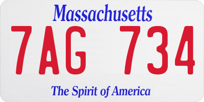 MA license plate 7AG734