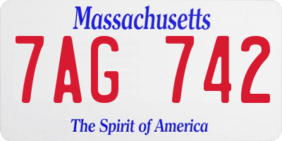 MA license plate 7AG742