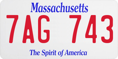 MA license plate 7AG743