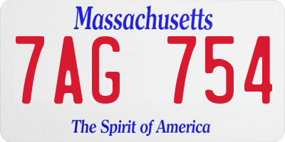 MA license plate 7AG754