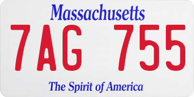 MA license plate 7AG755