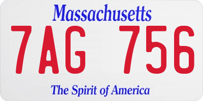 MA license plate 7AG756