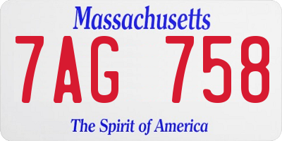 MA license plate 7AG758