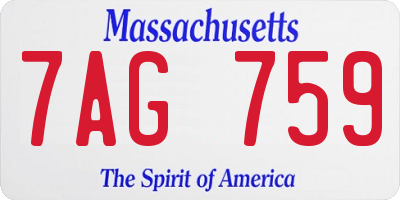 MA license plate 7AG759