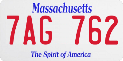 MA license plate 7AG762