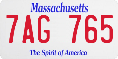 MA license plate 7AG765