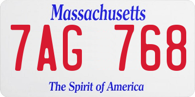 MA license plate 7AG768