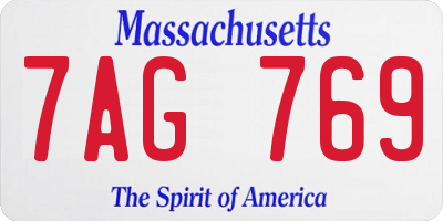 MA license plate 7AG769