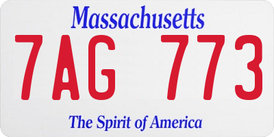 MA license plate 7AG773