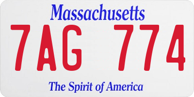 MA license plate 7AG774