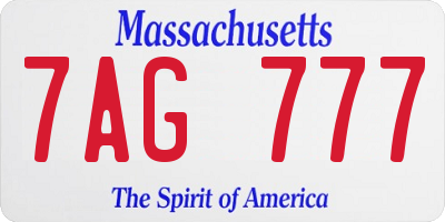 MA license plate 7AG777