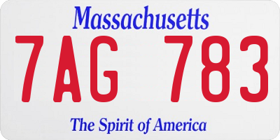 MA license plate 7AG783