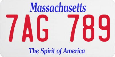 MA license plate 7AG789