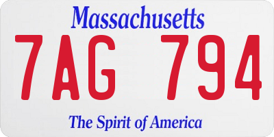 MA license plate 7AG794