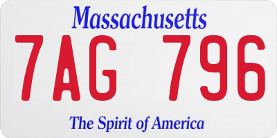MA license plate 7AG796