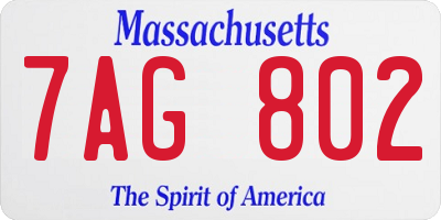 MA license plate 7AG802