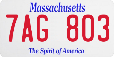 MA license plate 7AG803