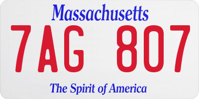 MA license plate 7AG807