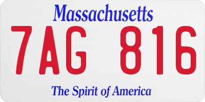 MA license plate 7AG816