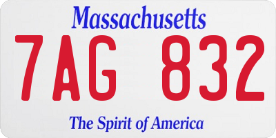 MA license plate 7AG832