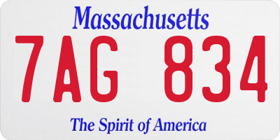 MA license plate 7AG834