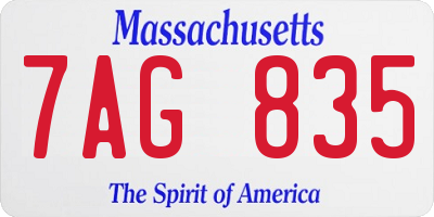 MA license plate 7AG835