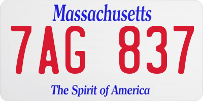 MA license plate 7AG837