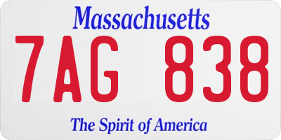 MA license plate 7AG838