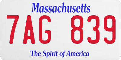 MA license plate 7AG839