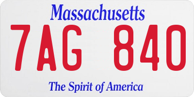 MA license plate 7AG840