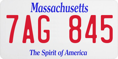 MA license plate 7AG845