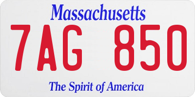 MA license plate 7AG850