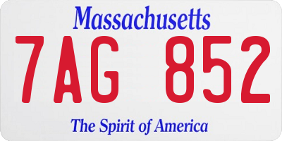 MA license plate 7AG852