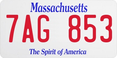 MA license plate 7AG853